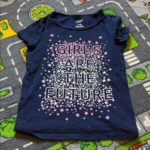 Carter's Navy Tee with Pink & White Star Slogan